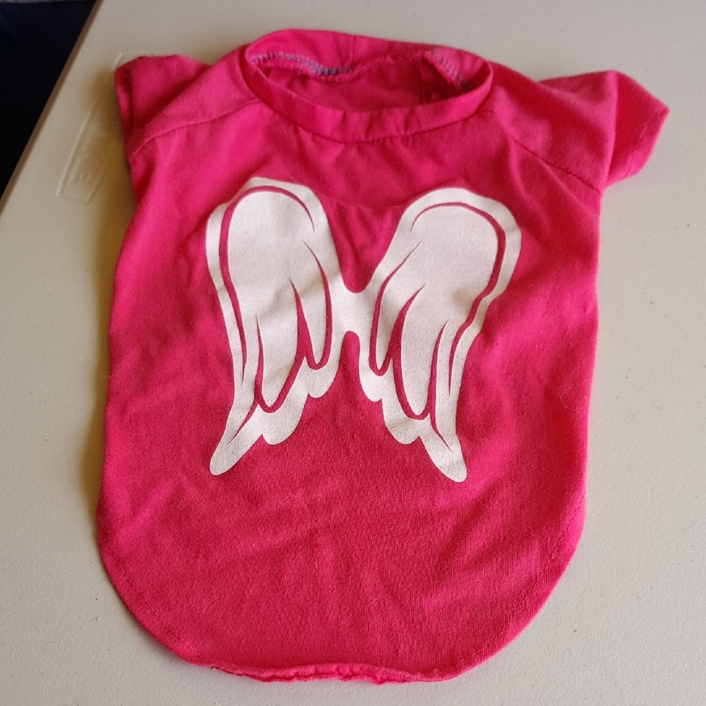 Pink Dog Shirt with Angel Wings